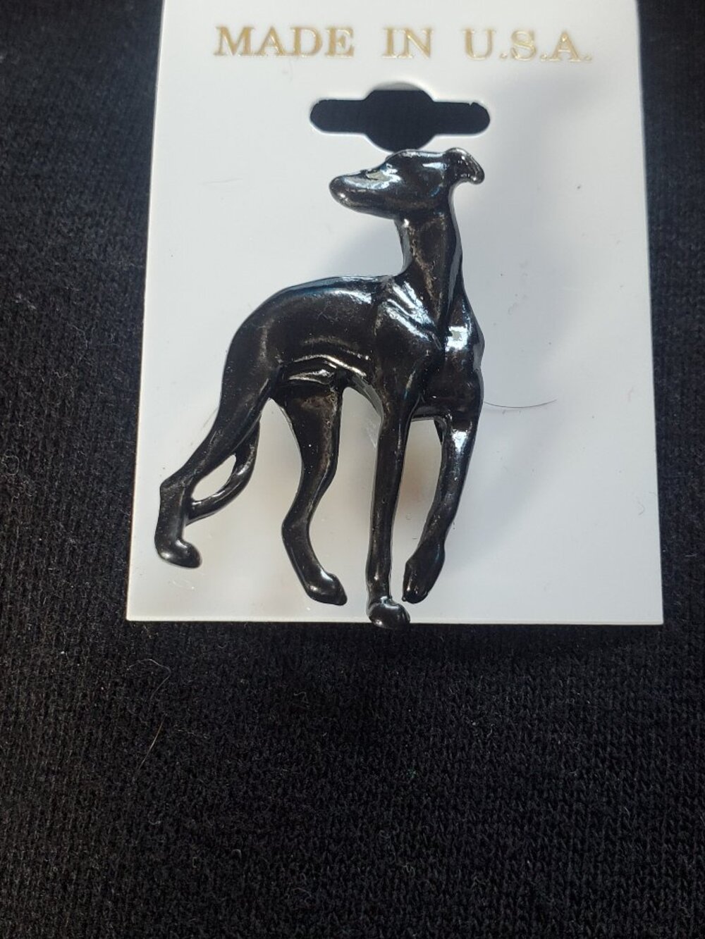 Black Metal Greyhound Lapel Pin